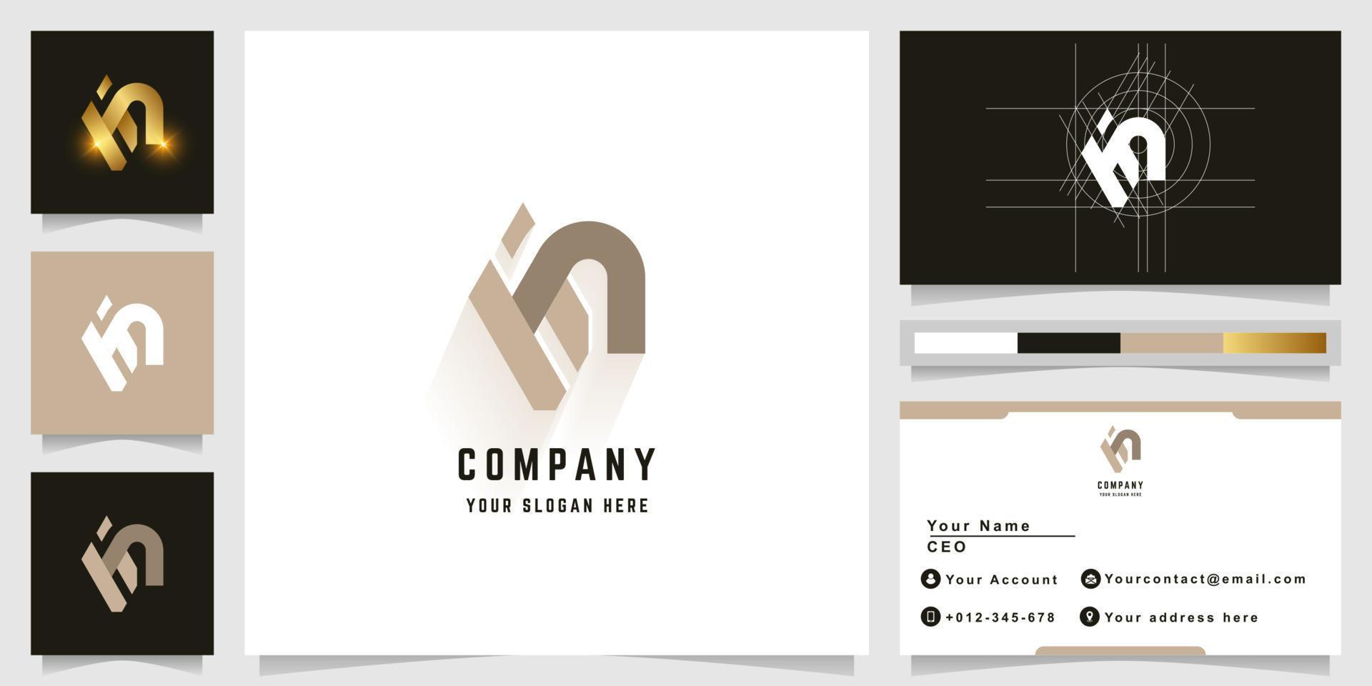 Letter Hm or Hin monogram logo with business card design vector