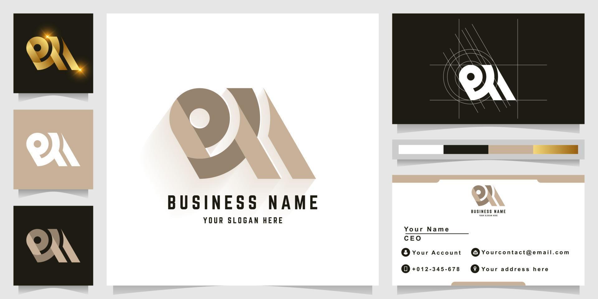 Letter eM or OF monogram logo with business card design vector