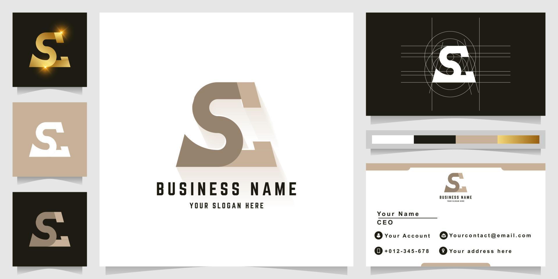 Letter SC or SL monogram logo with business card design vector