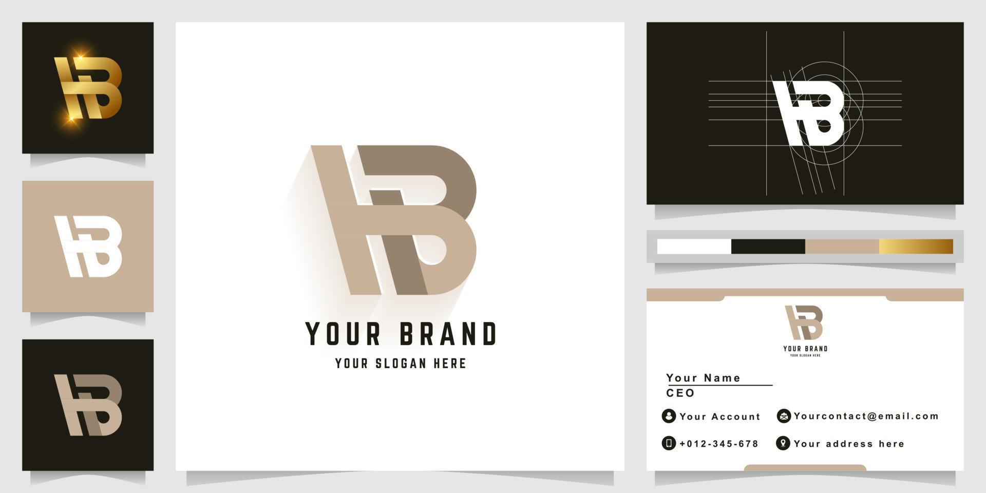 Letter HB or Hbp monogram logo with business card design vector