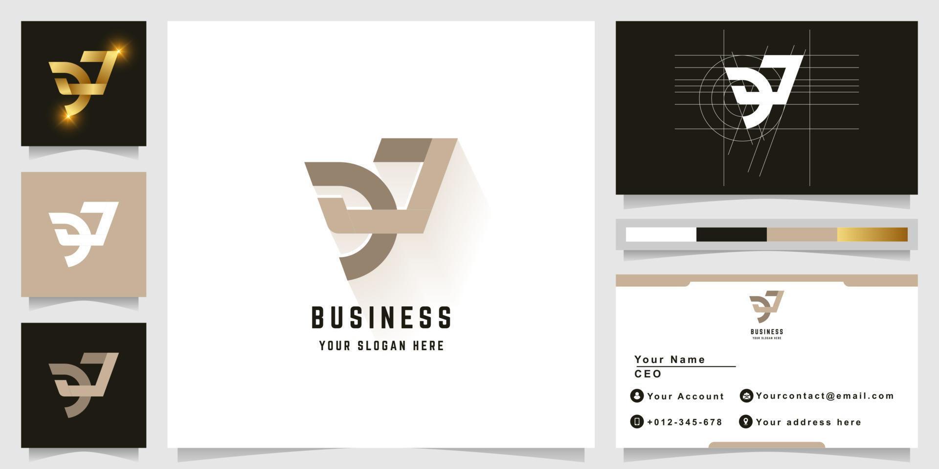 Letter DJ or eJ monogram logo with business card design vector