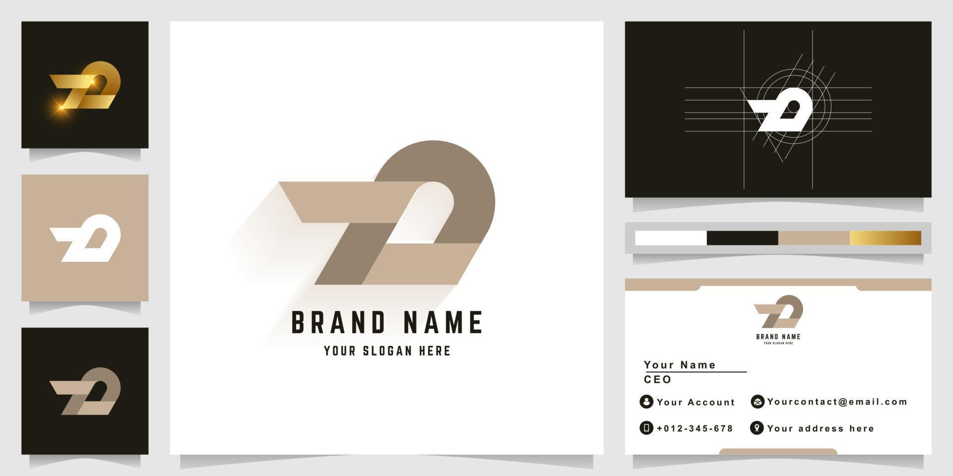 Letter ZO or ZD monogram logo with business card design vector