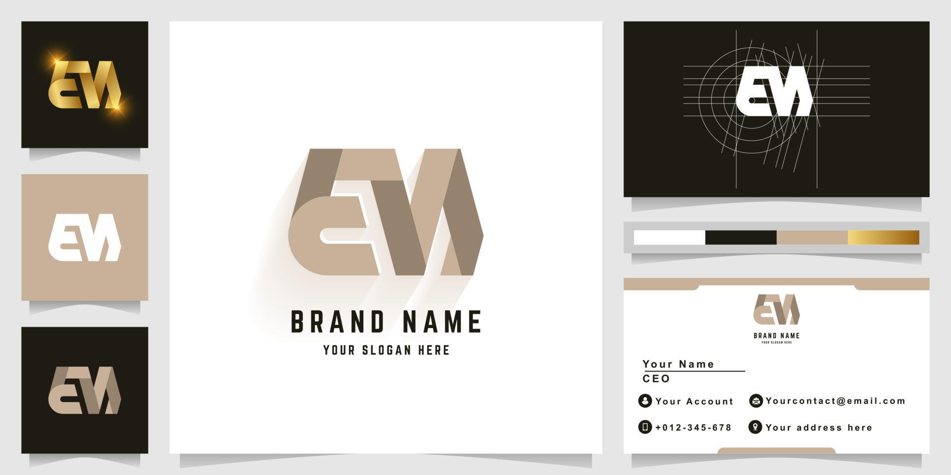 Letter EM or EN monogram logo with business card design vector