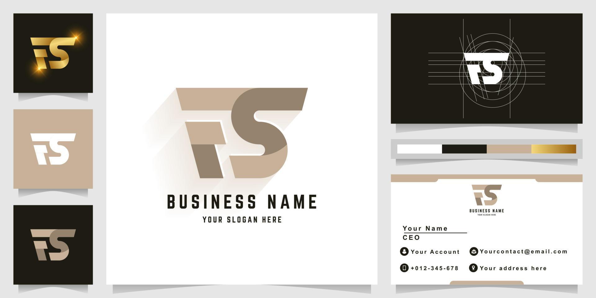 Letter FS or rTS monogram logo with business card design vector