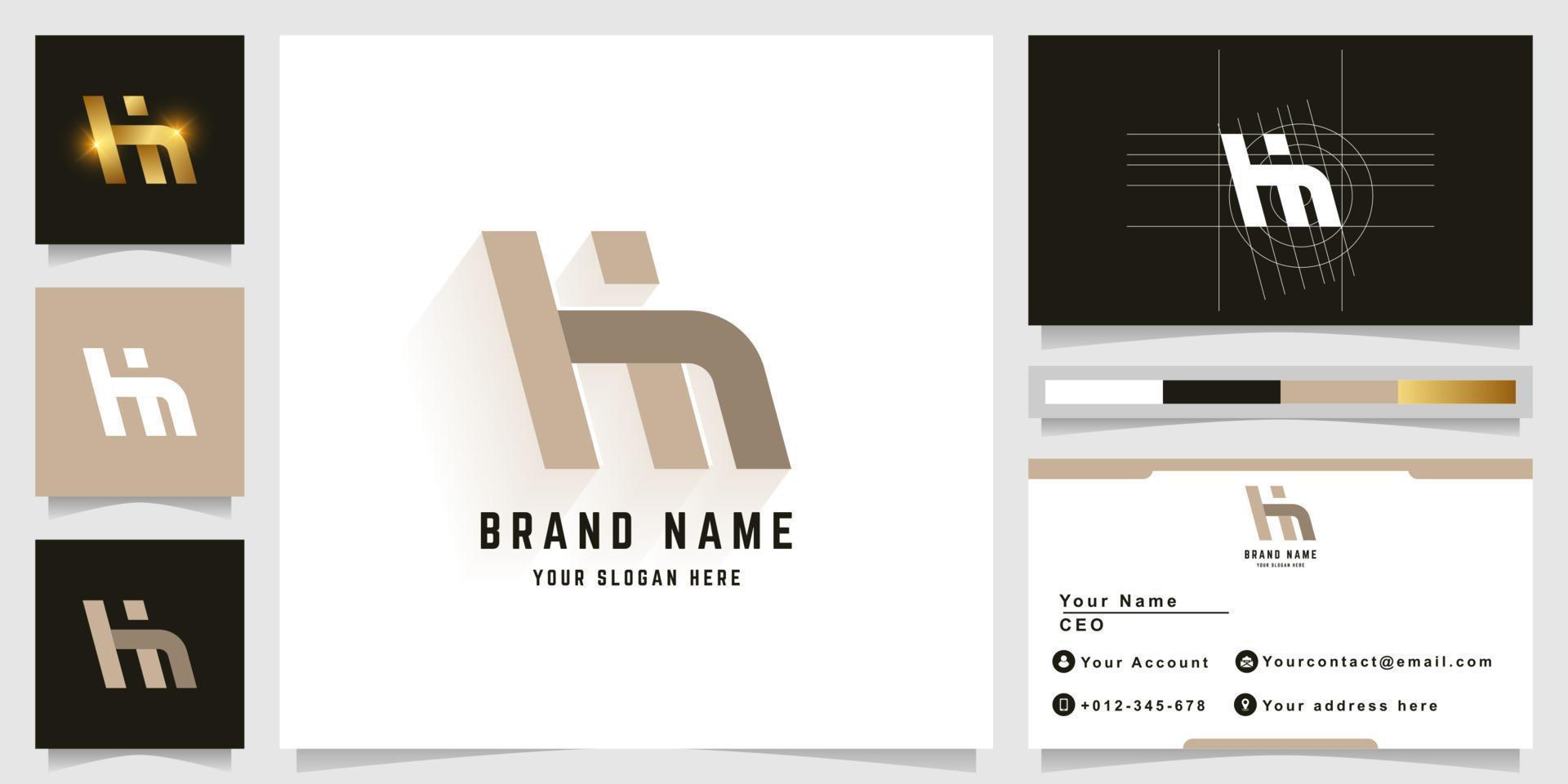 Letter Hm or Him monogram logo with business card design vector