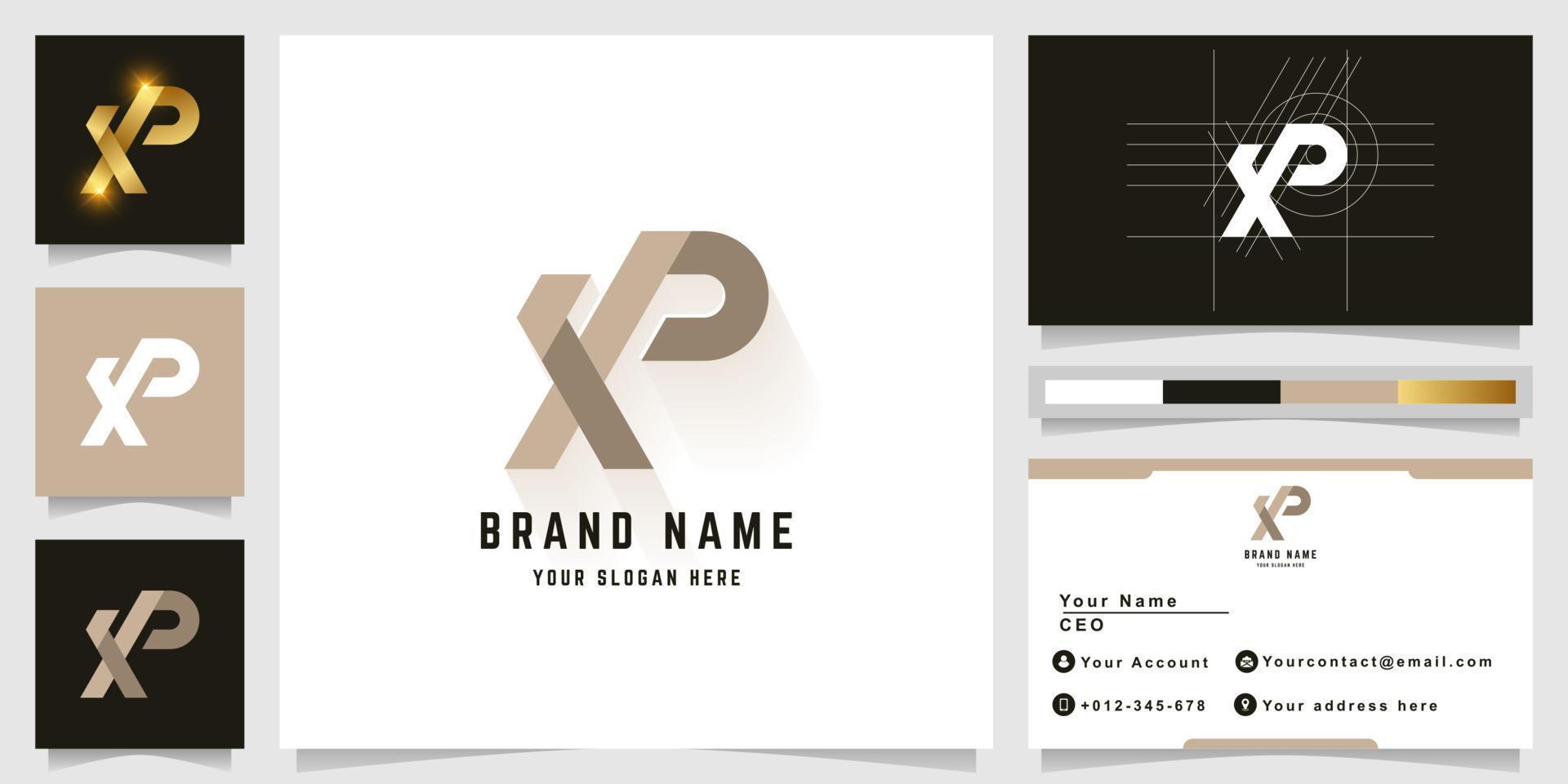 Letter XP or XR monogram logo with business card design vector