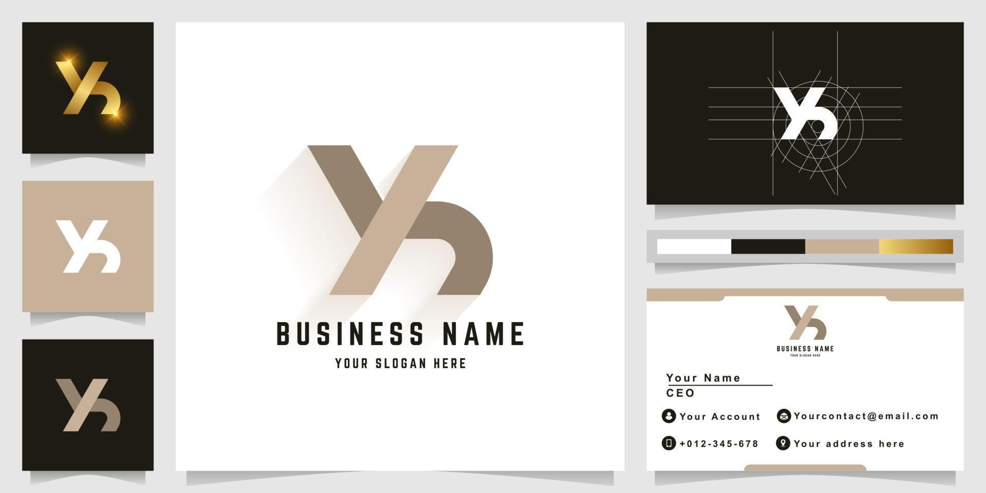 Letter Yh or Yk monogram logo with business card design vector