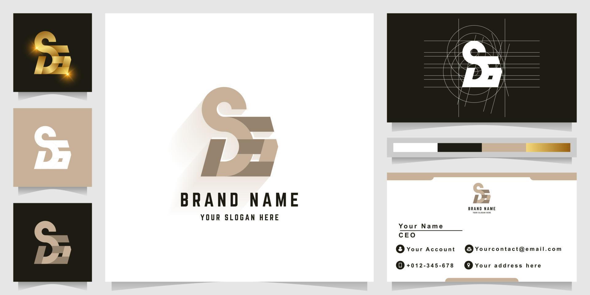 Letter SG or aSG monogram logo with business card design vector