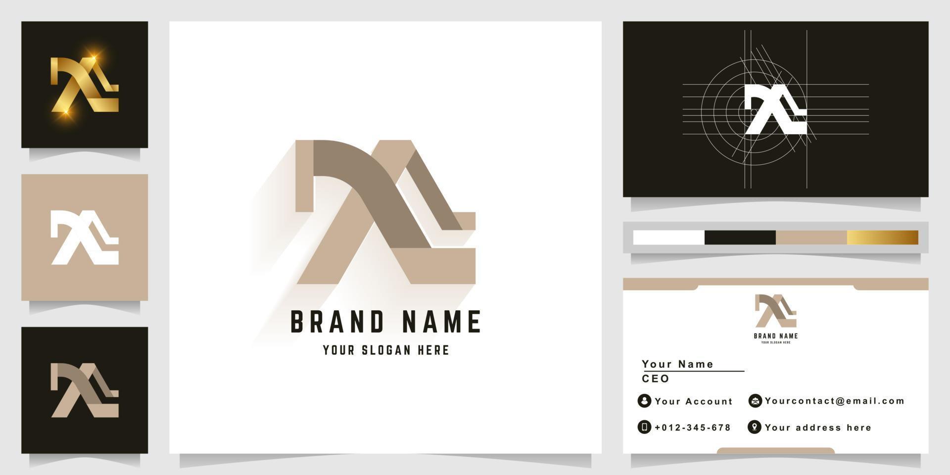 Letter XL or XR monogram logo with business card design vector