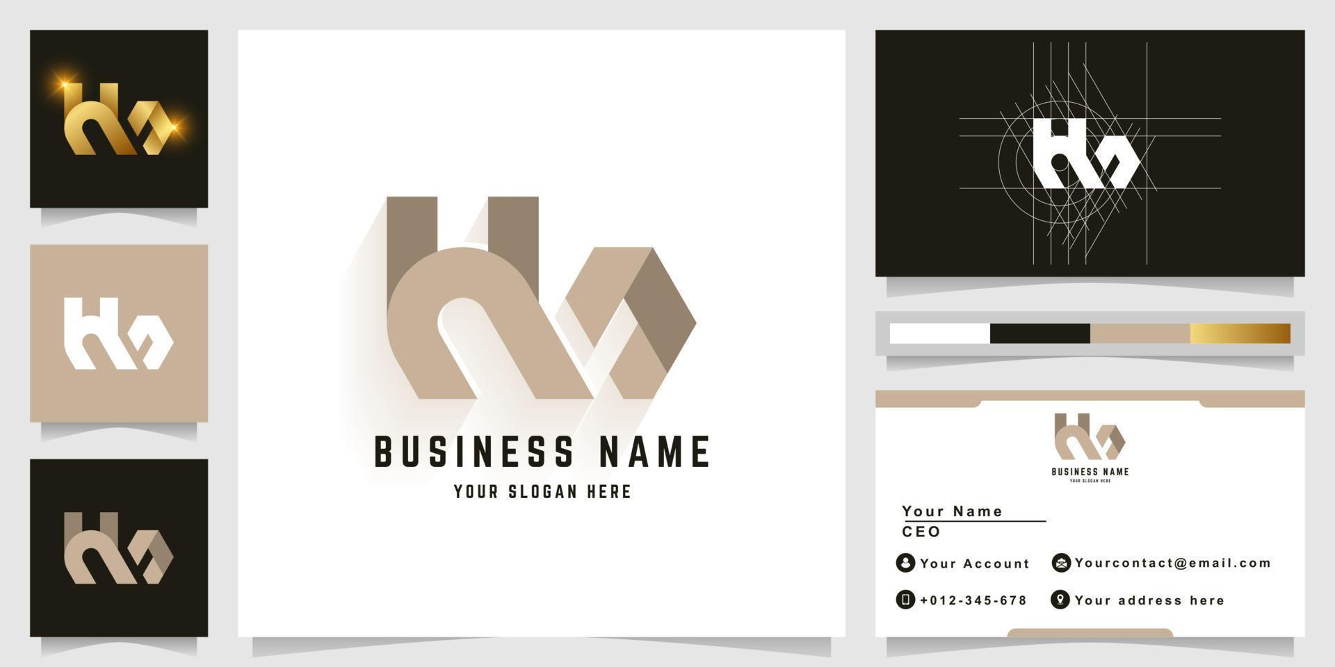 Letter HM or Hn monogram logo with business card design vector