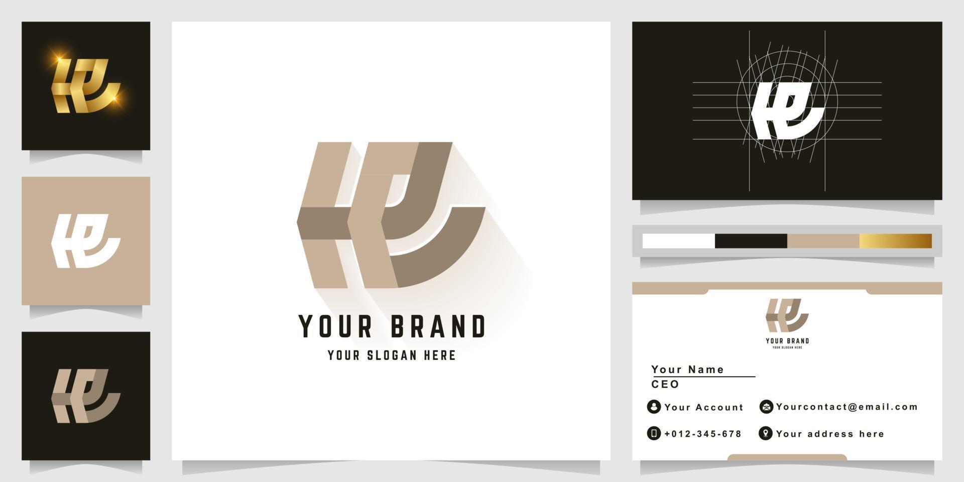 Letter He or HPe monogram logo with business card design vector