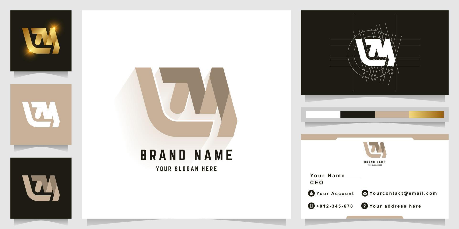 Letter LM or eM monogram logo with business card design vector
