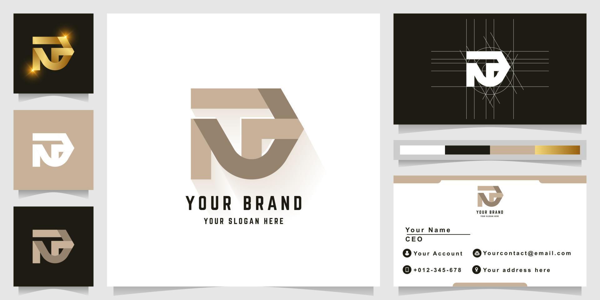 Letter Na or NJ monogram logo with business card design vector