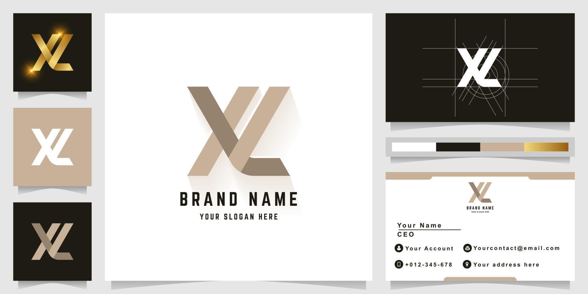 Letter XL or YL monogram logo with business card design vector