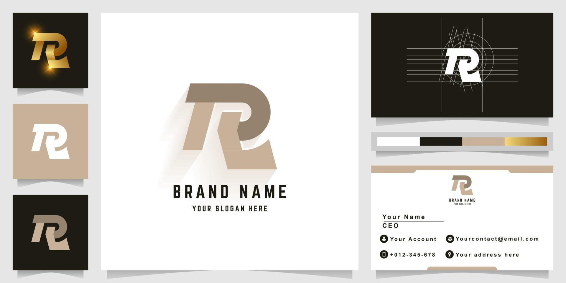 Letter Te or TR monogram logo with business card design vector