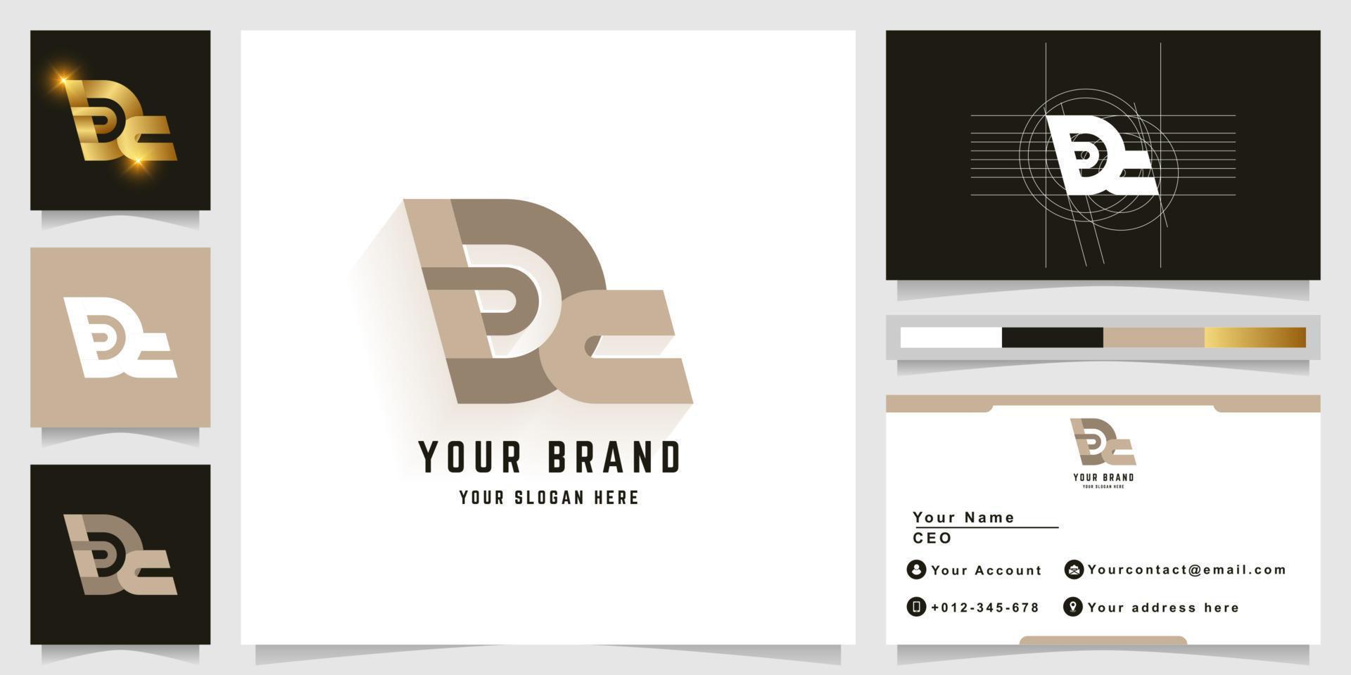 Letter Dc or Dt monogram logo with business card design vector