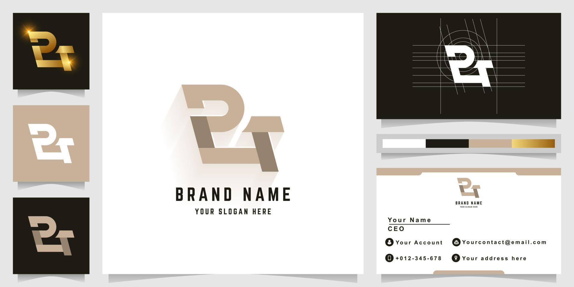 Letter BT or RT monogram logo with business card design vector