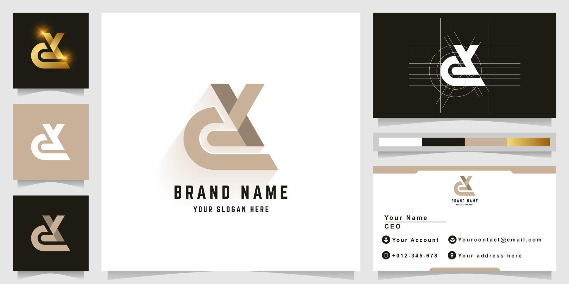 Letter CY or EX monogram logo with business card design vector