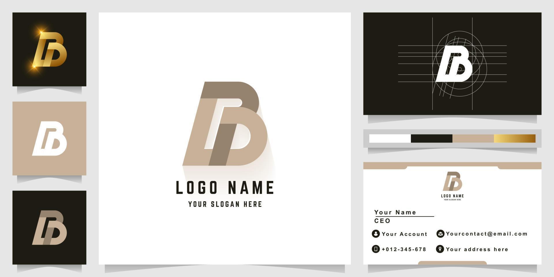 Letter BD or PD monogram logo with business card design vector