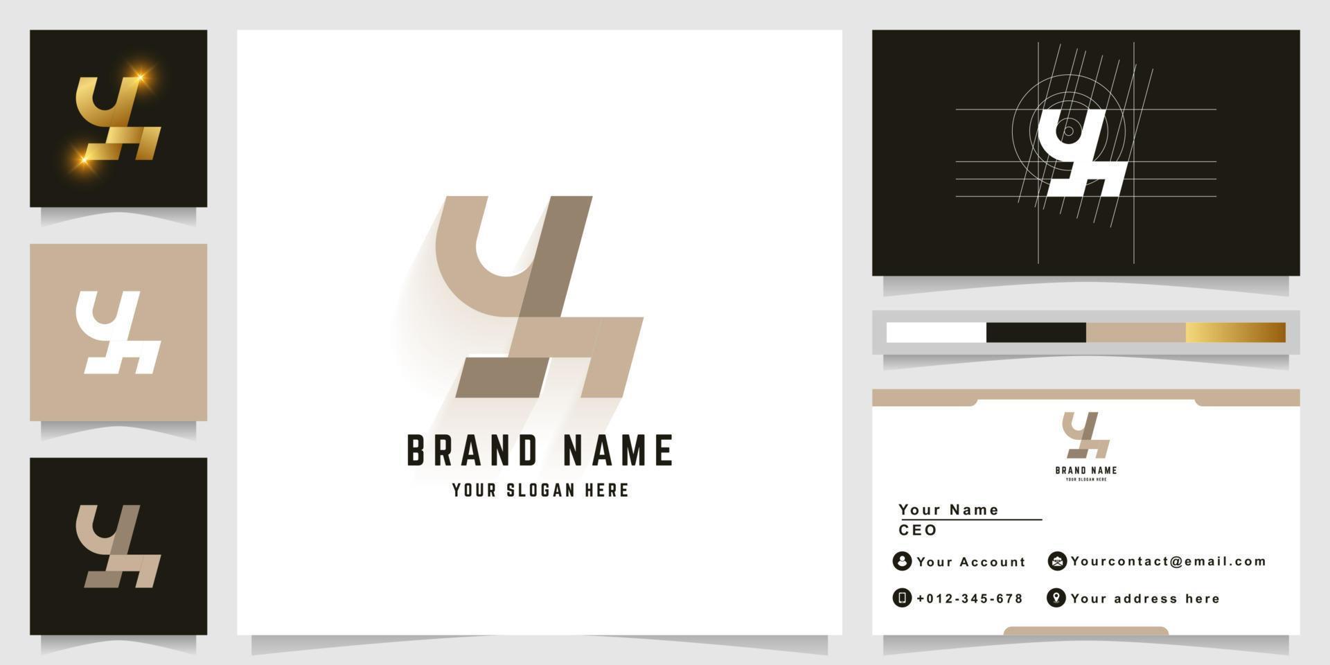 Letter Yh or YL monogram logo with business card design vector