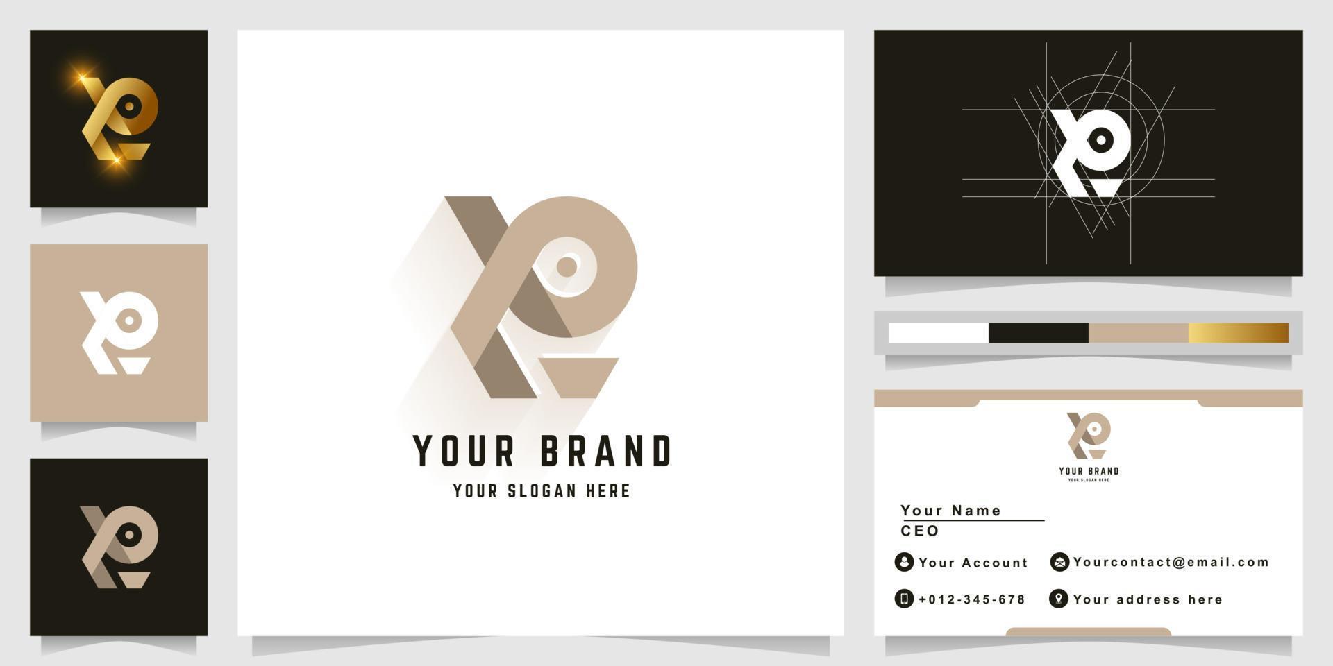 Letter Xe or Xoe monogram logo with business card design vector