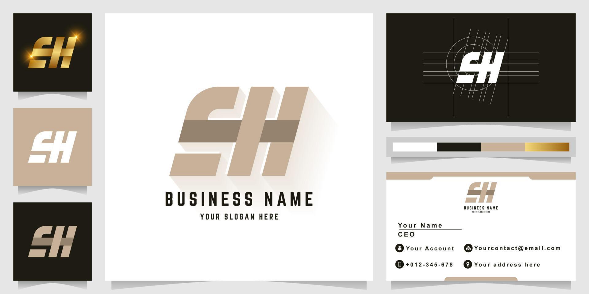 Letter EH or qH monogram logo with business card design vector