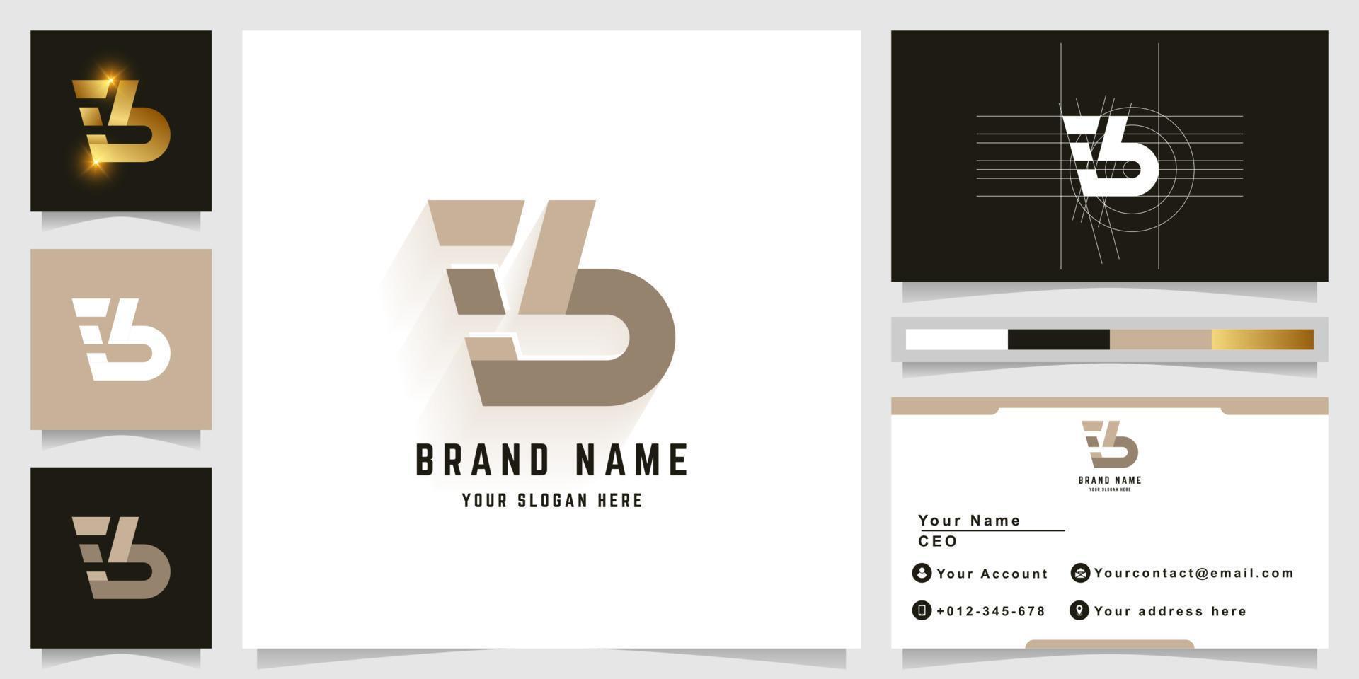 Letter Eb or Fb monogram logo with business card design vector