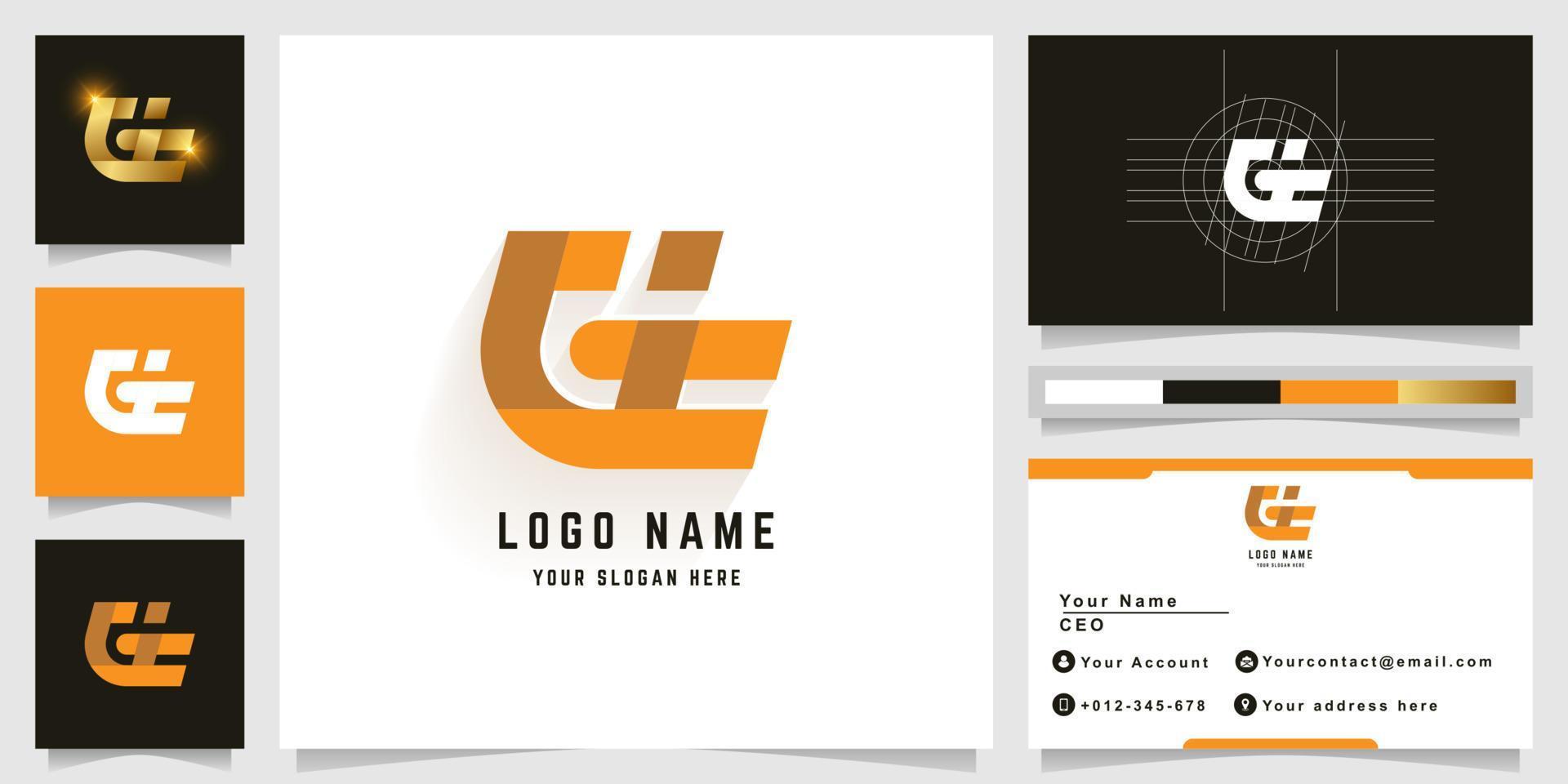 Letter Gt or GHi monogram logo with business card design vector