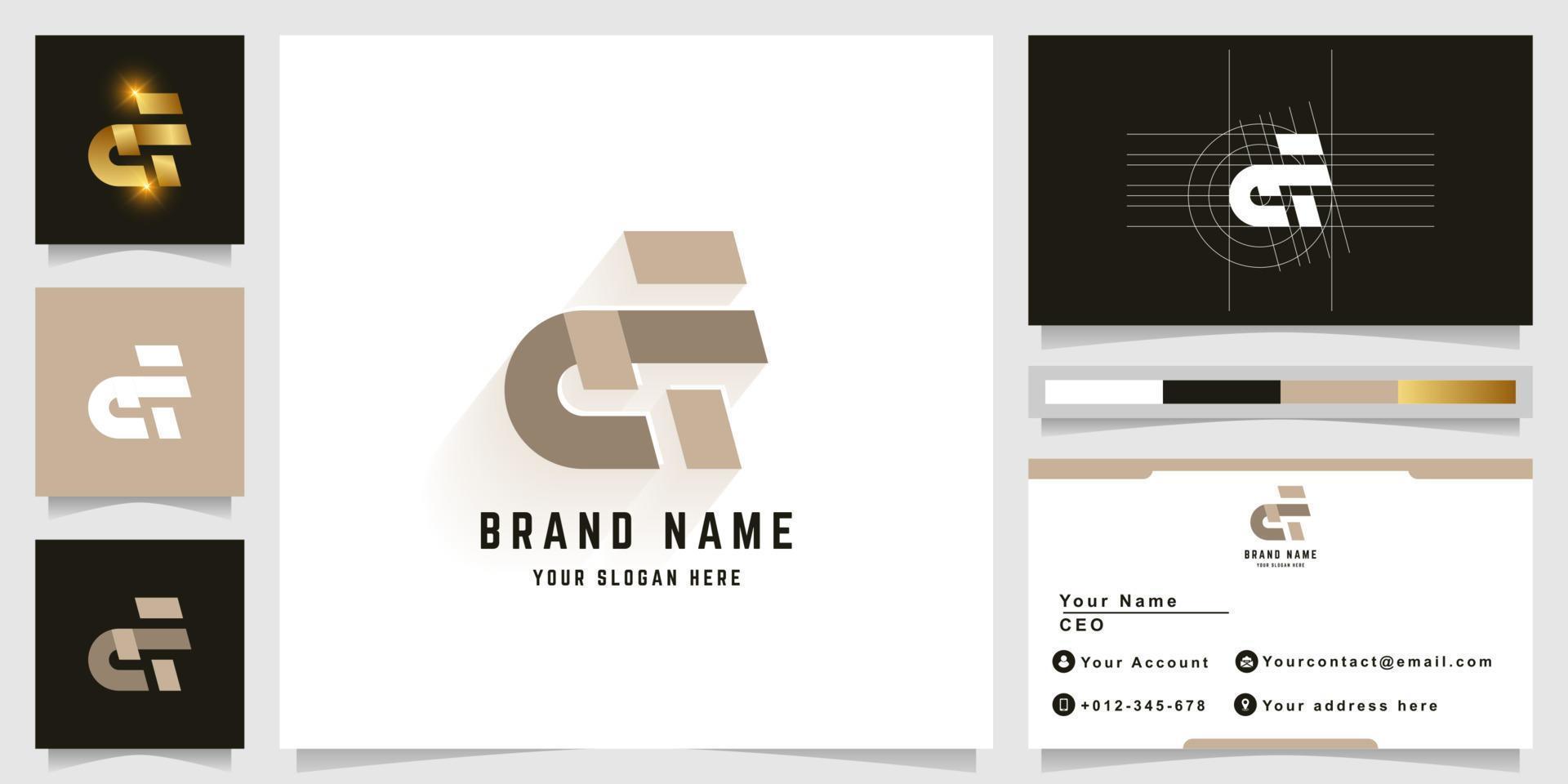 Letter ef or cf monogram logo with business card design vector