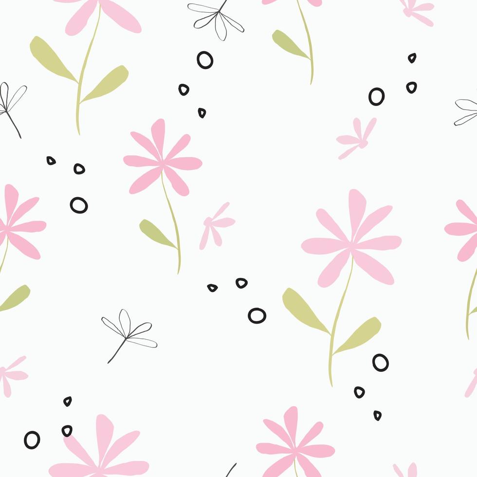 Seamless pastel hand drawn  flowers pattern vector