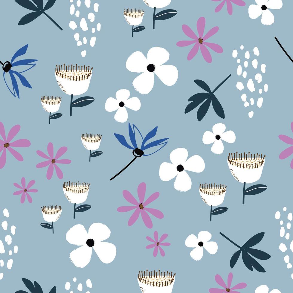 Seamless  hand drawn  flowers pattern vector