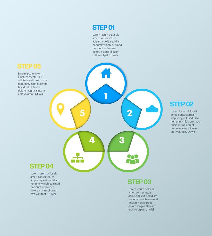 Vector circle infographic, cycle diagram, graph, presentation chart. Business infographics concept with 5 options, parts, and steps. Business Infographic processes. Creative concept for infographic