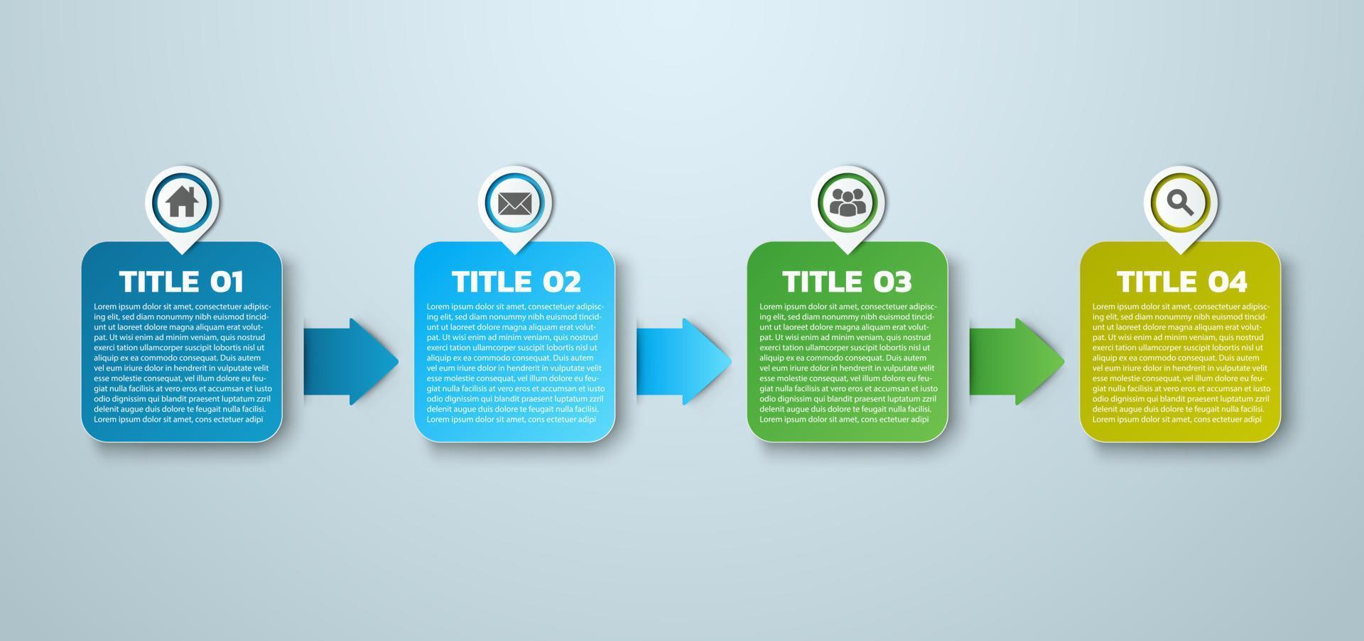 infografía de negocios. plantilla infográfica moderna. diagrama abstracto con 4 pasos, opciones, partes o procesos. plantilla de negocio vectorial para presentación. concepto creativo para infografía vector