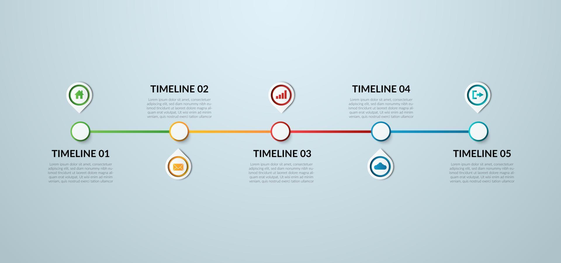 Business Infographic. Timeline infographics design vector. Abstract infographics options template. Vector illustration. Business concept with 5 options, steps, or processes.