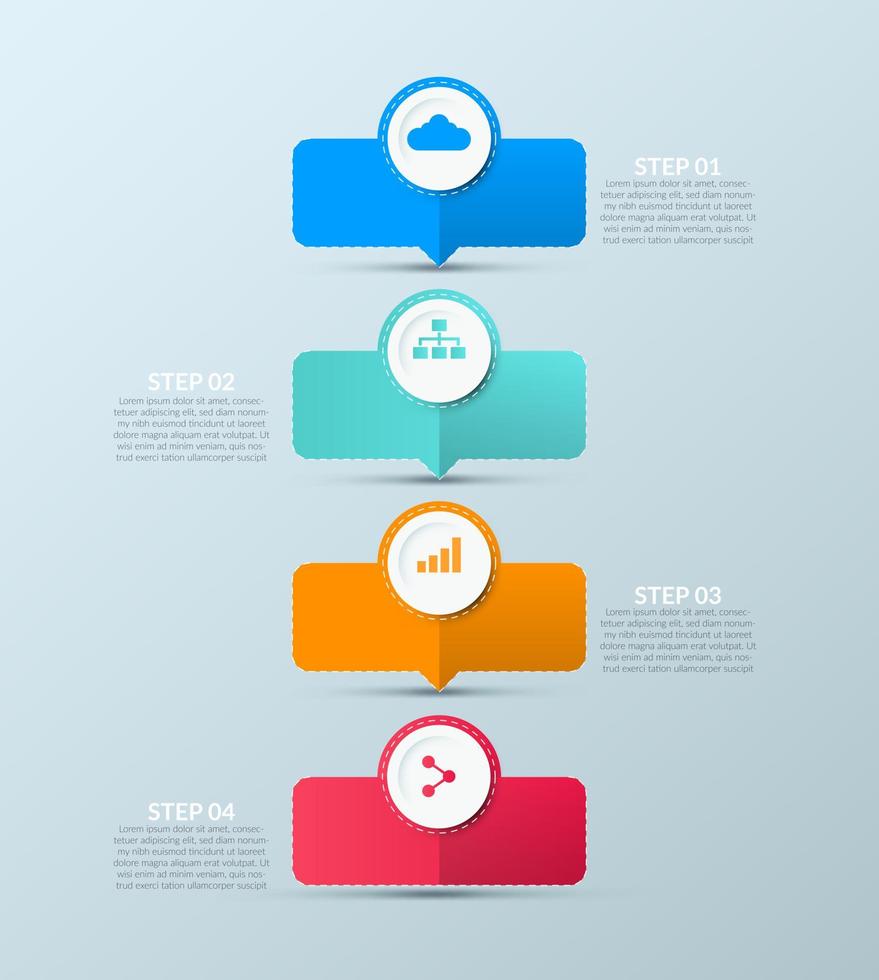 Business Infographic. Modern infographic template. Abstract diagram with 4 steps, options, parts, or processes. Vector business template for presentation. Creative concept for infographic