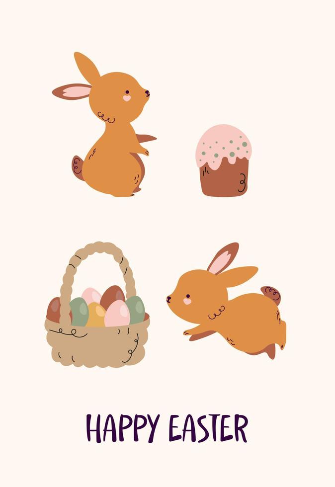 Happy Easter greeting card. Vector illustration