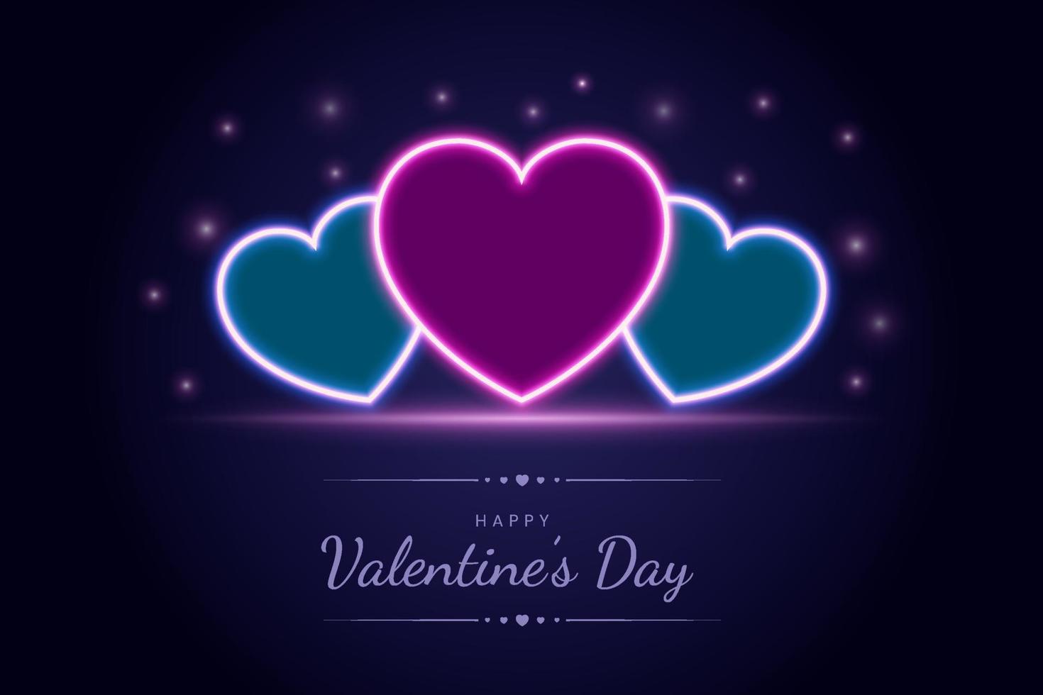 Valentines day background with neon love heart lamp. Valentine concept design. Light heart for holiday cards, banners, invitations. Vector art illustration.