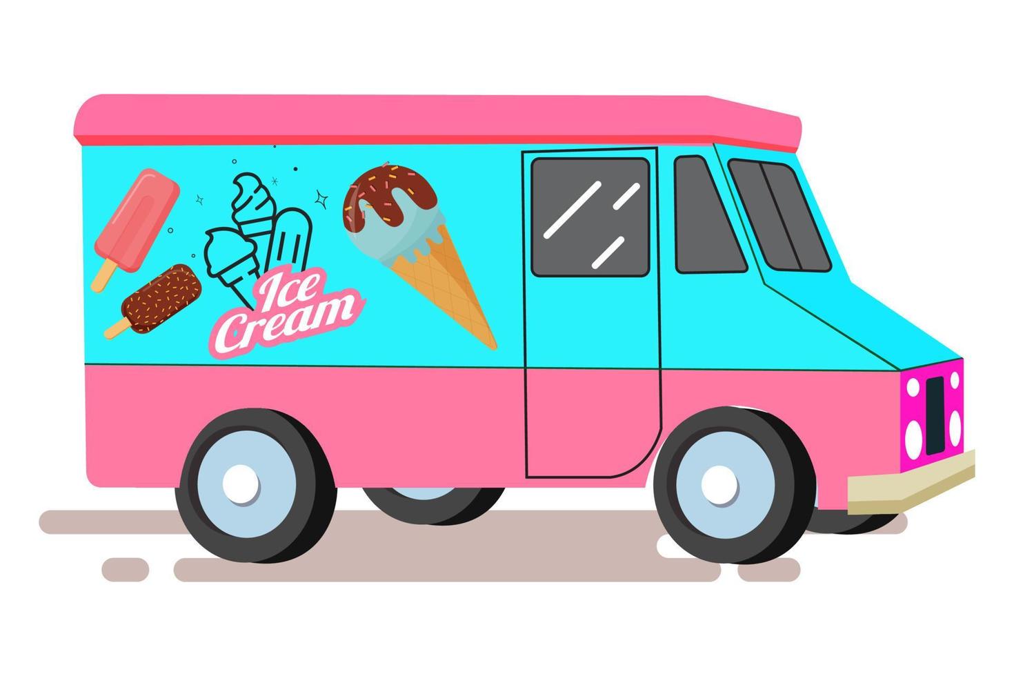 ilustración plana de camión de helados vector