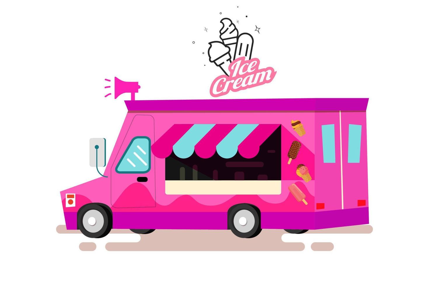 Ice Cream Truck flat illustration vector