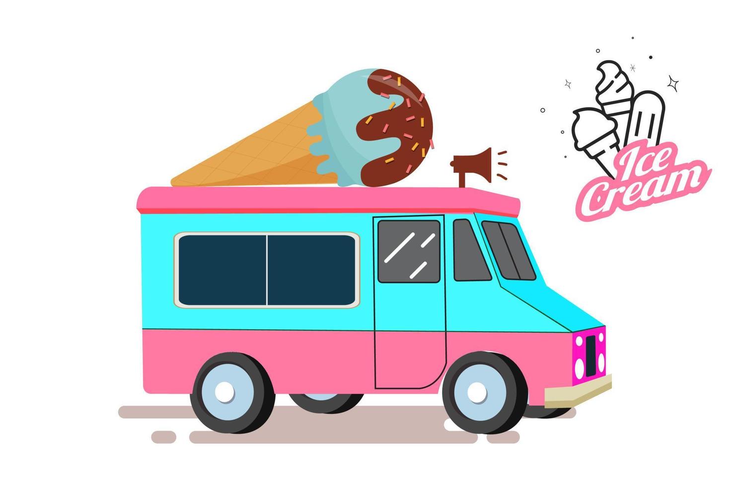 Ice Cream Truck flat illustration vector