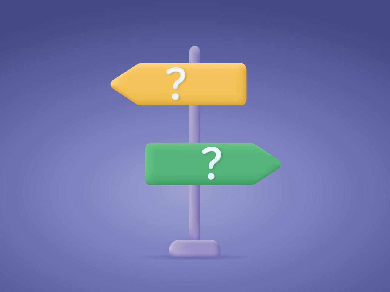 Choosing between 2 direction sign, make decision to the left or right, difficult situation, confusion concept vector