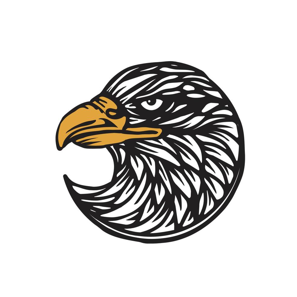 águila, cabeza, vendimia, círculo, símbolo vector