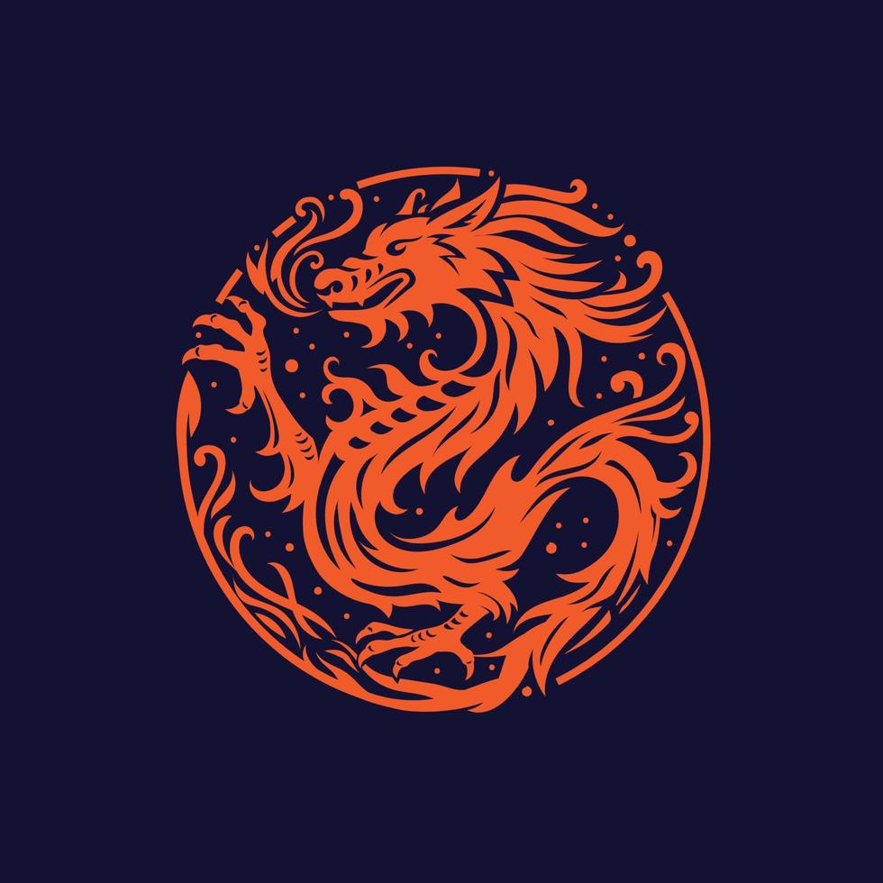 Dragon circle symbol template vector