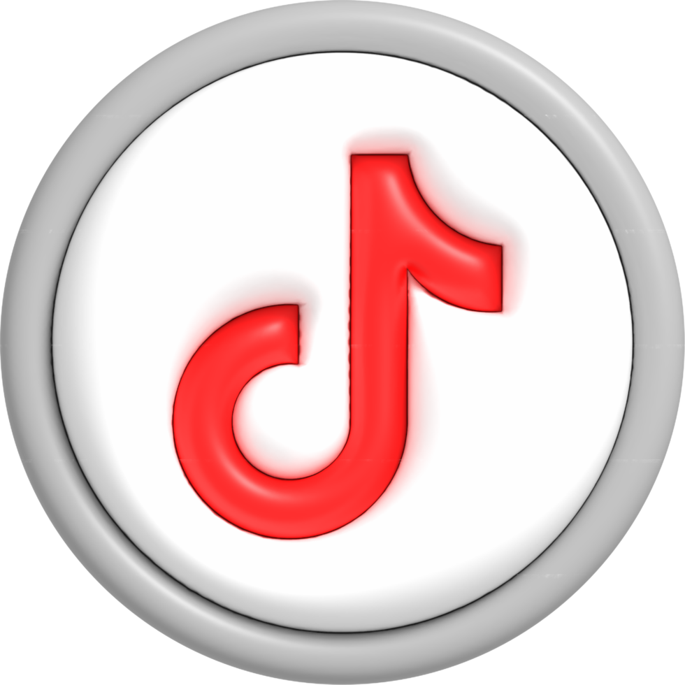 Social media button with red icon inside, Mobile application for sharing with other people 3D render png