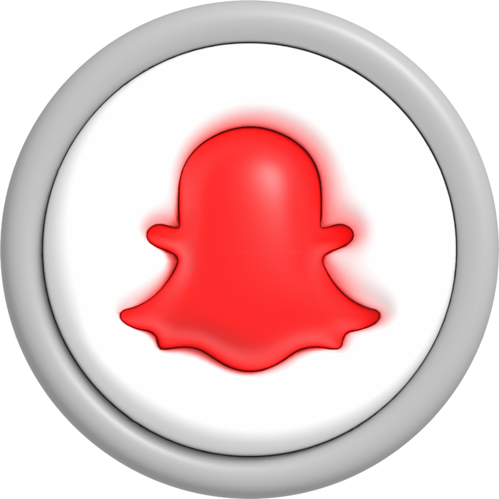 Social media button with red icon inside, Mobile application for sharing with other people 3D render png