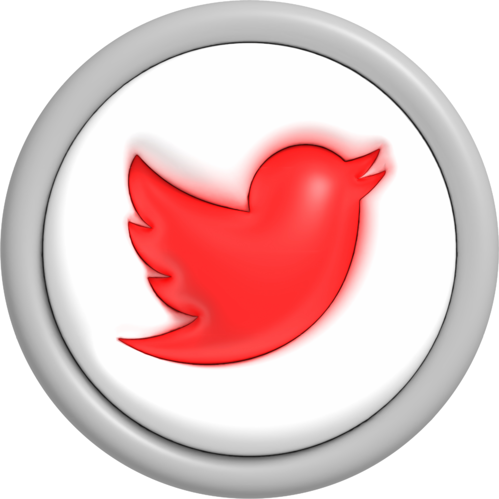 Social media button with red icon inside, Mobile application for sharing with other people 3D render png