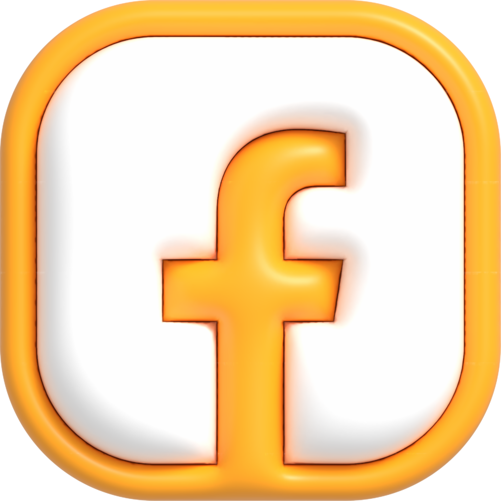 Social media button with yellow icon inside, Mobile application for sharing with other people 3D render png