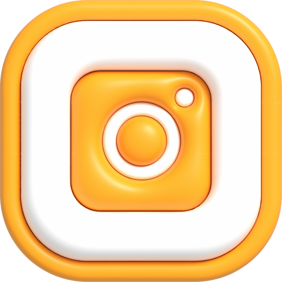 Social media button with yellow icon inside, Mobile application for sharing with other people 3D render png