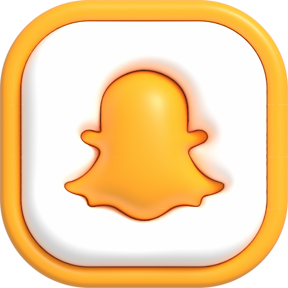 Social media button with yellow icon inside, Mobile application for sharing with other people 3D render png