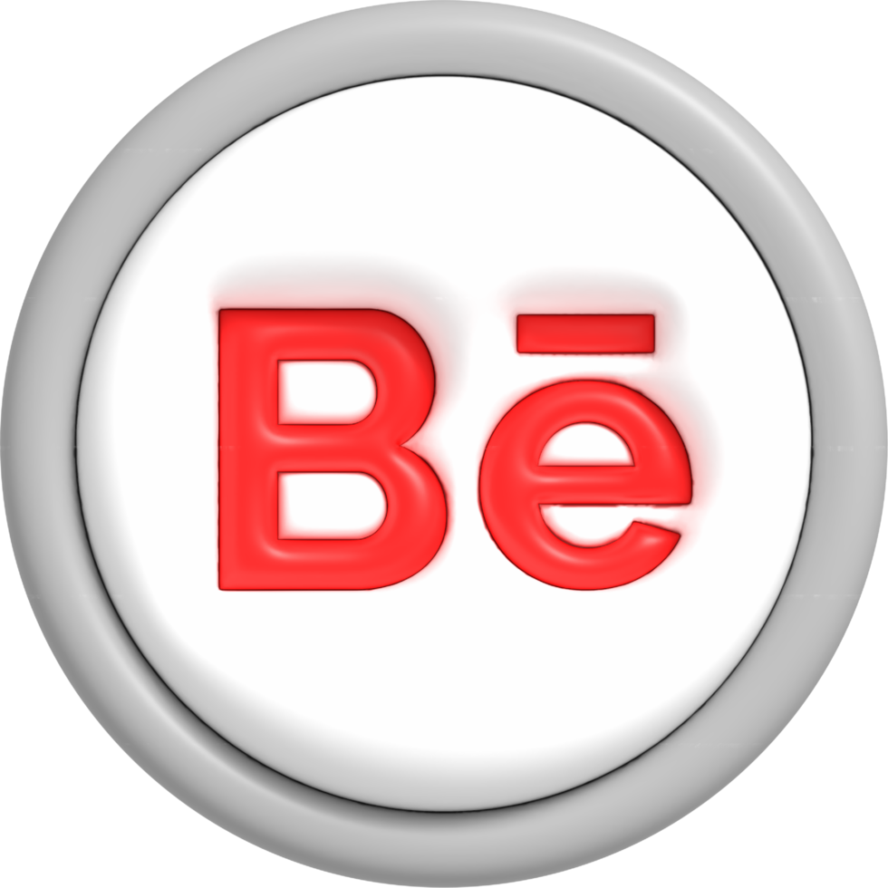 Social media button with red icon inside, Mobile application for sharing with other people 3D render png